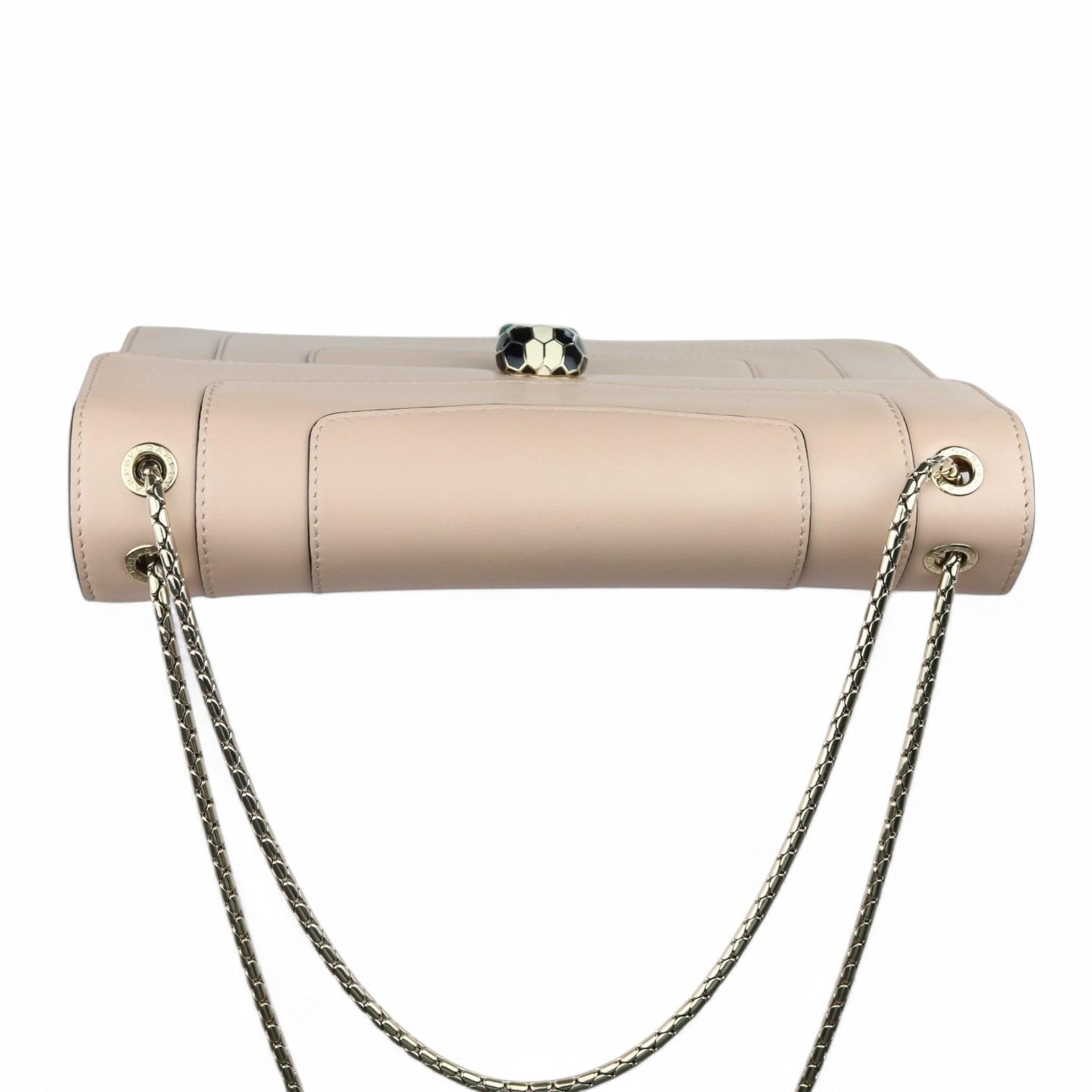 Bulgari Serpenti Forever White Agate Calfskin, Gold-tone Hardware