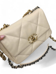 Chanel 19 Small Beige Lambskin, Mixed Hardware