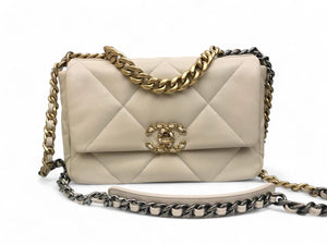 Chanel 19 Small Beige Lambskin, Mixed Hardware