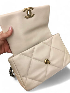 Chanel 19 Small Beige Lambskin, Mixed Hardware