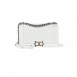 将图片加载到图库查看器，Chanel Leboy Old Medium White Diamond Quilted Calfskin, Enamel and Silver-tone Hardware
