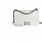 将图片加载到图库查看器，Chanel Leboy Old Medium White Diamond Quilted Calfskin, Enamel and Silver-tone Hardware
