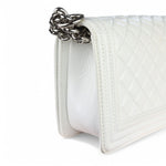 将图片加载到图库查看器，Chanel Leboy Old Medium White Diamond Quilted Calfskin, Enamel and Silver-tone Hardware
