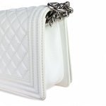 将图片加载到图库查看器，Chanel Leboy Old Medium White Diamond Quilted Calfskin, Enamel and Silver-tone Hardware
