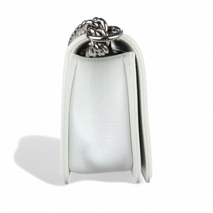 Chanel Leboy Old Medium White Diamond Quilted Calfskin, Enamel and Silver-tone Hardware