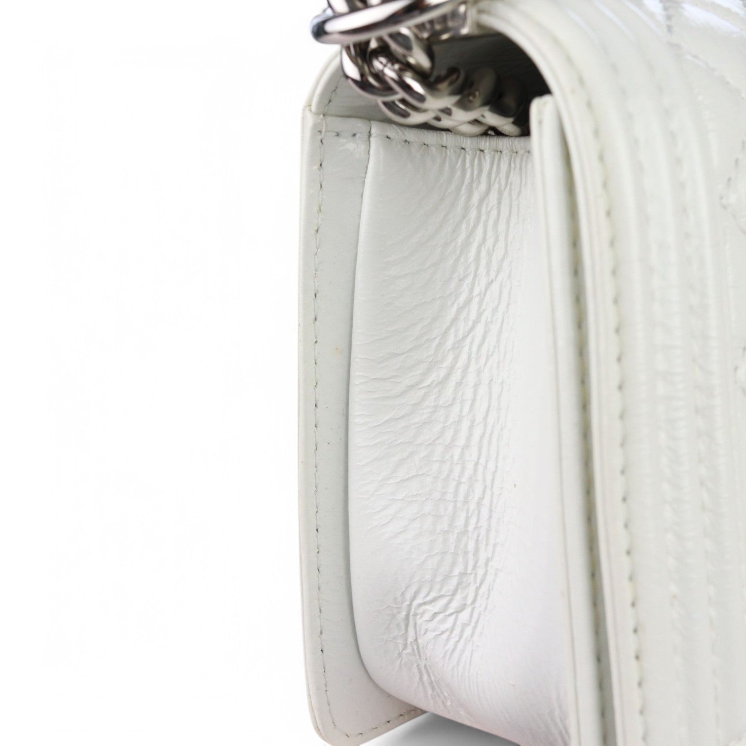 Chanel Leboy Old Medium White Diamond Quilted Calfskin, Enamel and Silver-tone Hardware