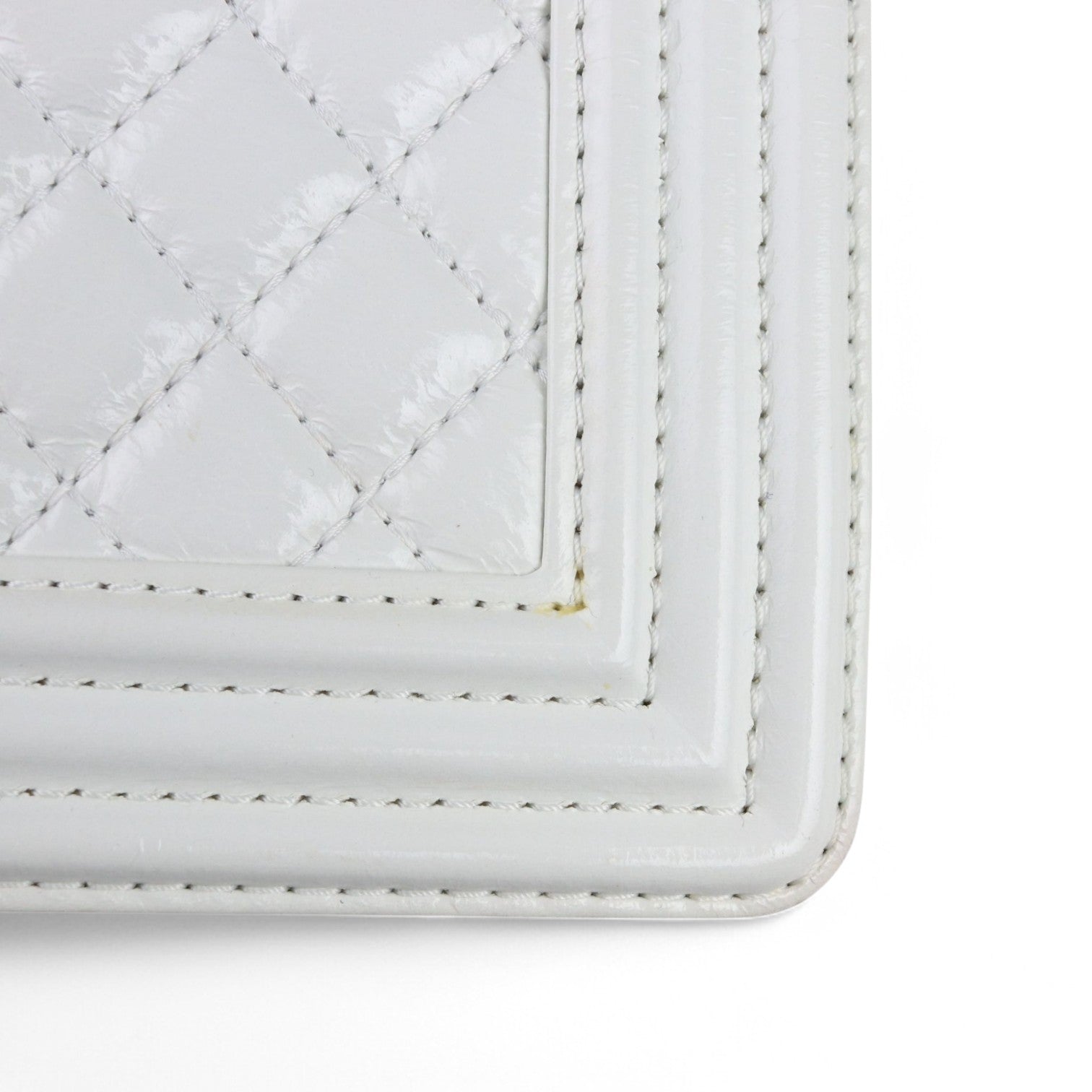 Chanel Leboy Old Medium White Diamond Quilted Calfskin, Enamel and Silver-tone Hardware