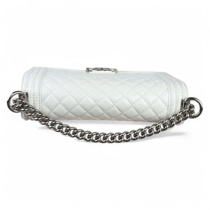 Chanel Leboy Old Medium White Diamond Quilted Calfskin, Enamel and Silver-tone Hardware