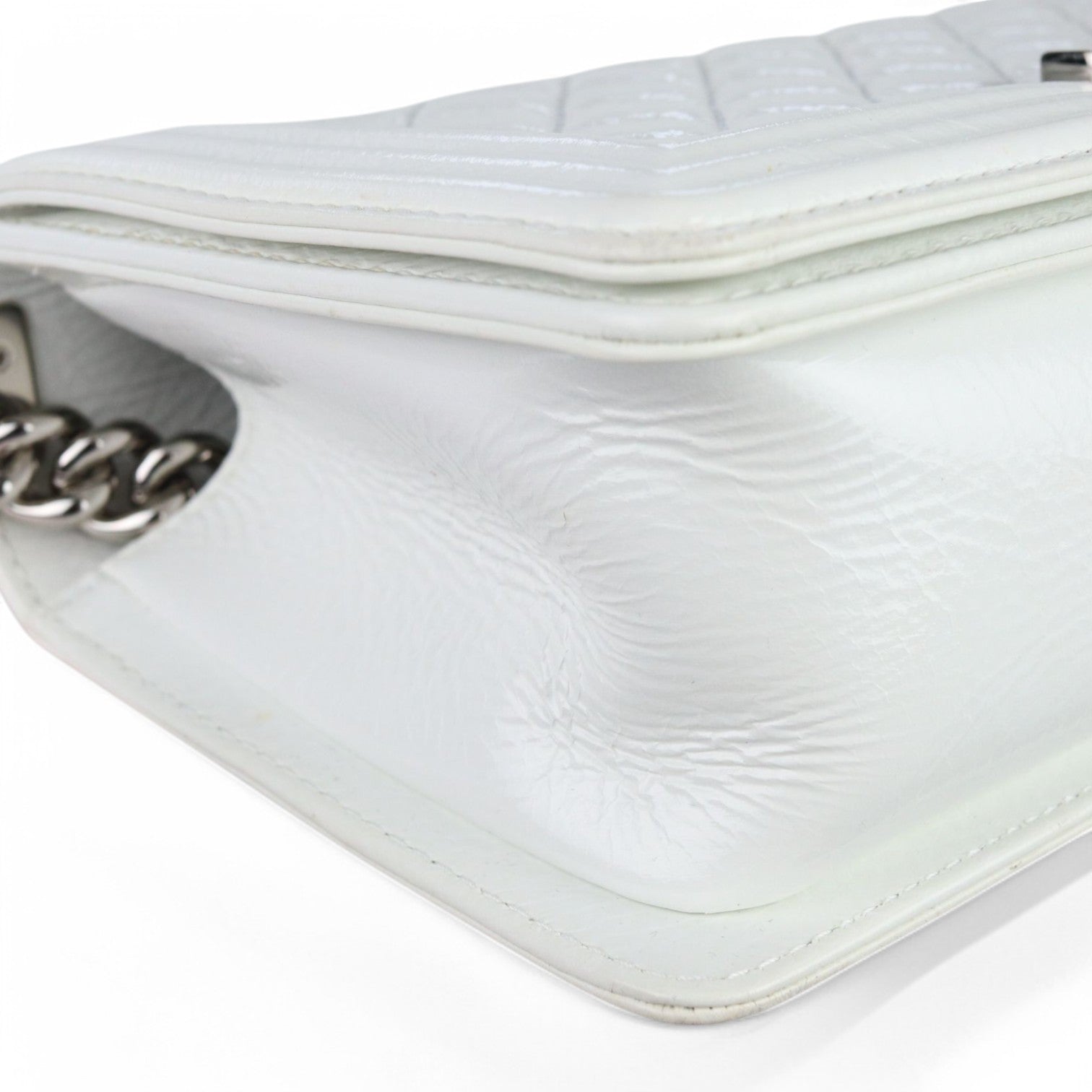 Chanel Leboy Old Medium White Diamond Quilted Calfskin, Enamel and Silver-tone Hardware