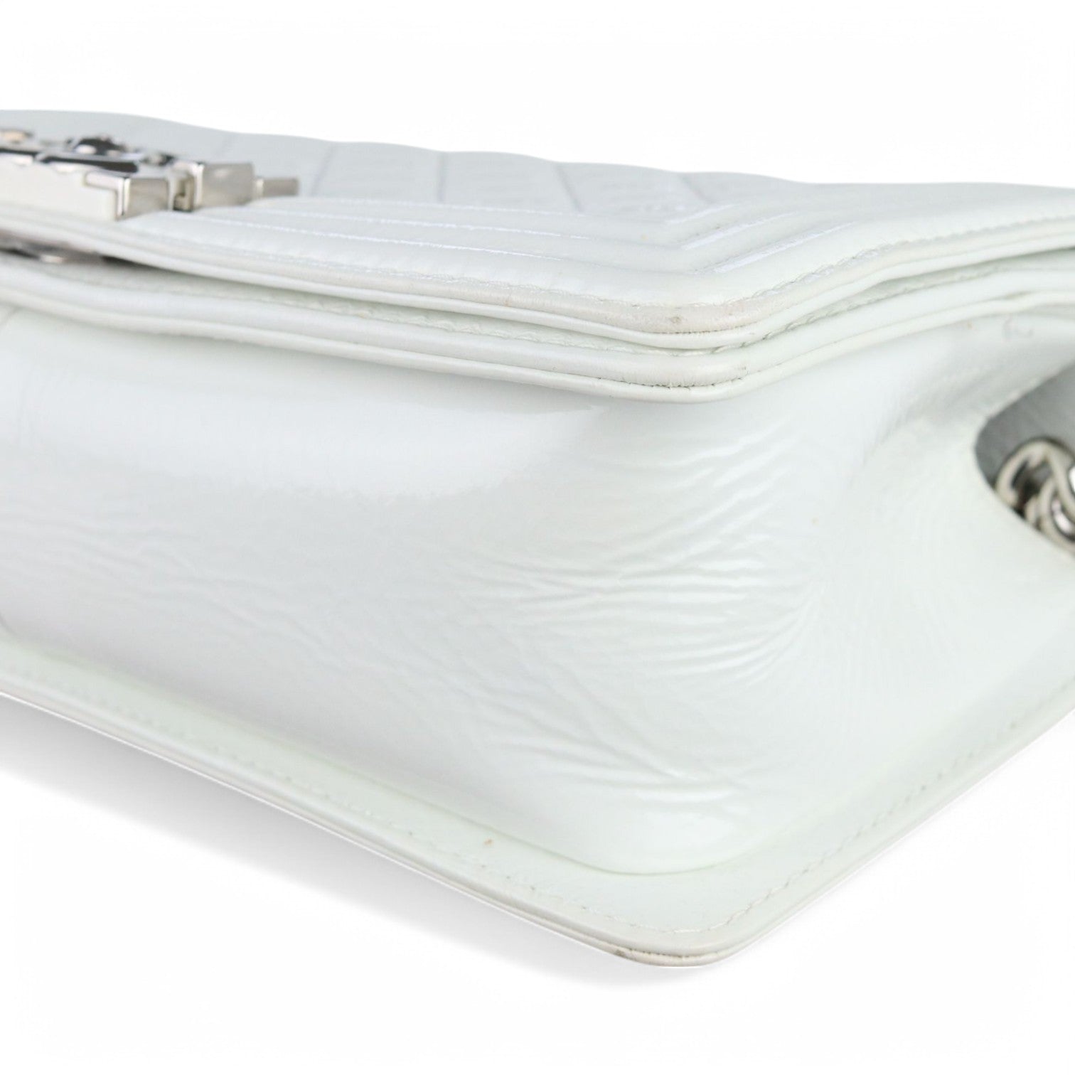 Chanel Leboy Old Medium White Diamond Quilted Calfskin, Enamel and Silver-tone Hardware