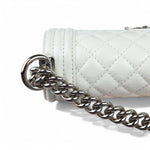 将图片加载到图库查看器，Chanel Leboy Old Medium White Diamond Quilted Calfskin, Enamel and Silver-tone Hardware
