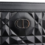 Charger l&#39;image dans la galerie, Christian Dior Caro Zipped Pouch with Chain; Black Macrocannage Calfskin with Diamond Motif
