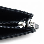 将图片加载到图库查看器，Christian Dior Caro Zipped Pouch with Chain; Black Macrocannage Calfskin with Diamond Motif
