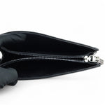 将图片加载到图库查看器，Christian Dior Caro Zipped Pouch with Chain; Black Macrocannage Calfskin with Diamond Motif
