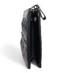 将图片加载到图库查看器，Christian Dior Caro Zipped Pouch with Chain; Black Macrocannage Calfskin with Diamond Motif
