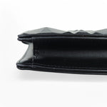 将图片加载到图库查看器，Christian Dior Caro Zipped Pouch with Chain; Black Macrocannage Calfskin with Diamond Motif
