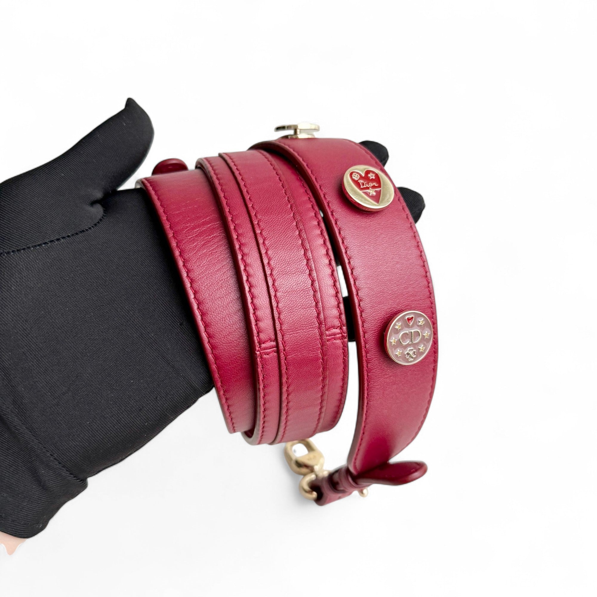 Christian Dior My Lady Dior Lucky Badges Small Dark Red Lambskin Gold-tone Hardware