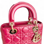 将图片加载到图库查看器，Christian Dior My Lady Dior Lucky Badges Small Dark Red Lambskin Gold-tone Hardware
