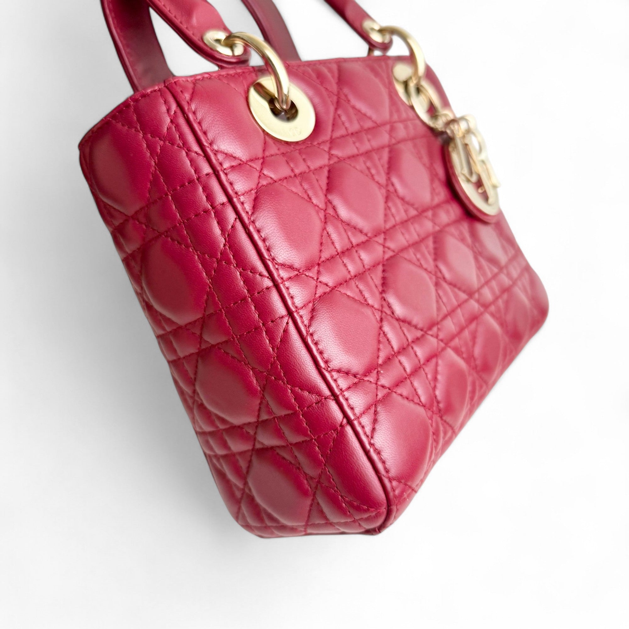 Christian Dior My Lady Dior Lucky Badges Small Dark Red Lambskin Gold-tone Hardware