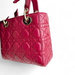 将图片加载到图库查看器，Christian Dior My Lady Dior Lucky Badges Small Dark Red Lambskin Gold-tone Hardware
