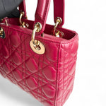 将图片加载到图库查看器，Christian Dior My Lady Dior Lucky Badges Small Dark Red Lambskin Gold-tone Hardware
