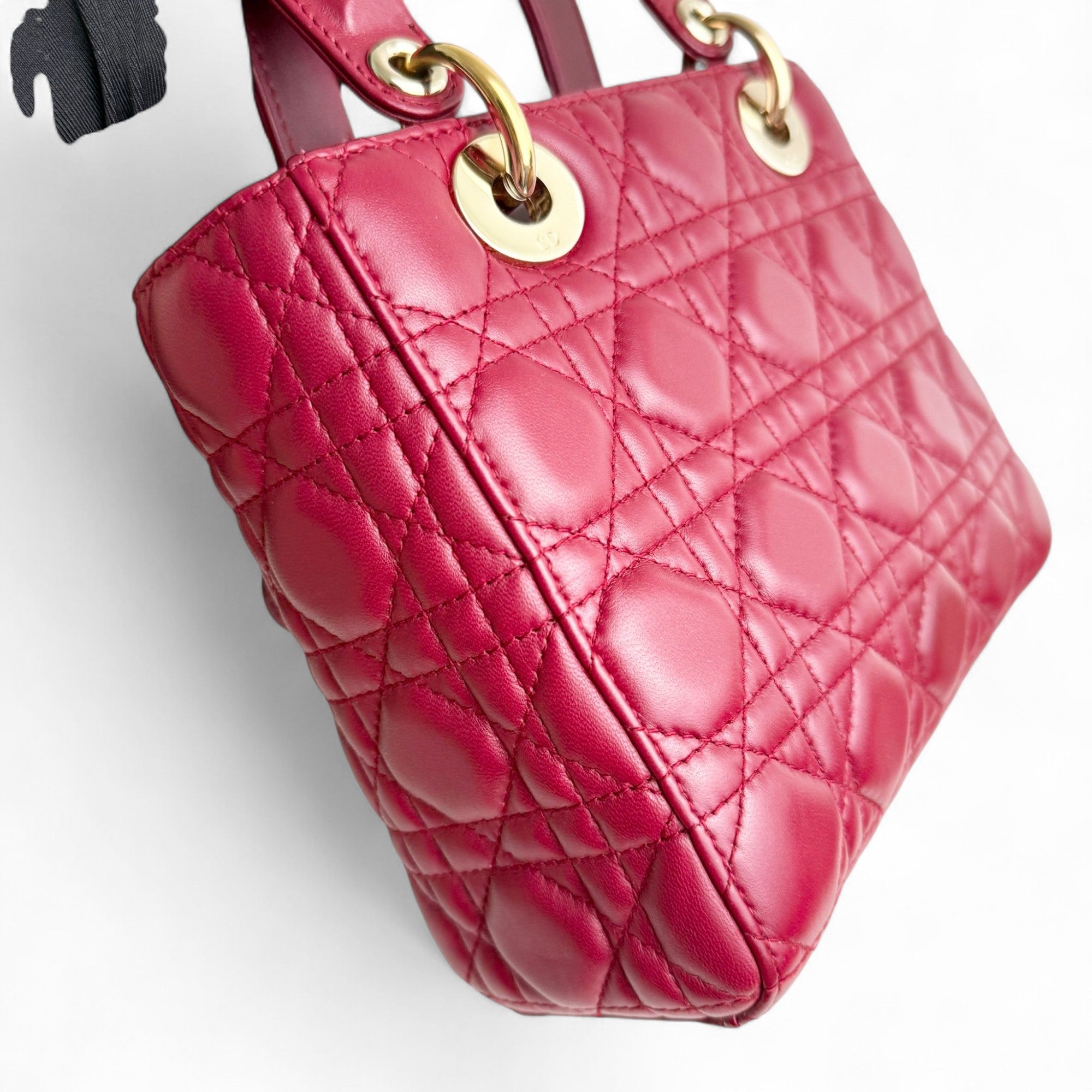 Christian Dior My Lady Dior Lucky Badges Small Dark Red Lambskin Gold-tone Hardware