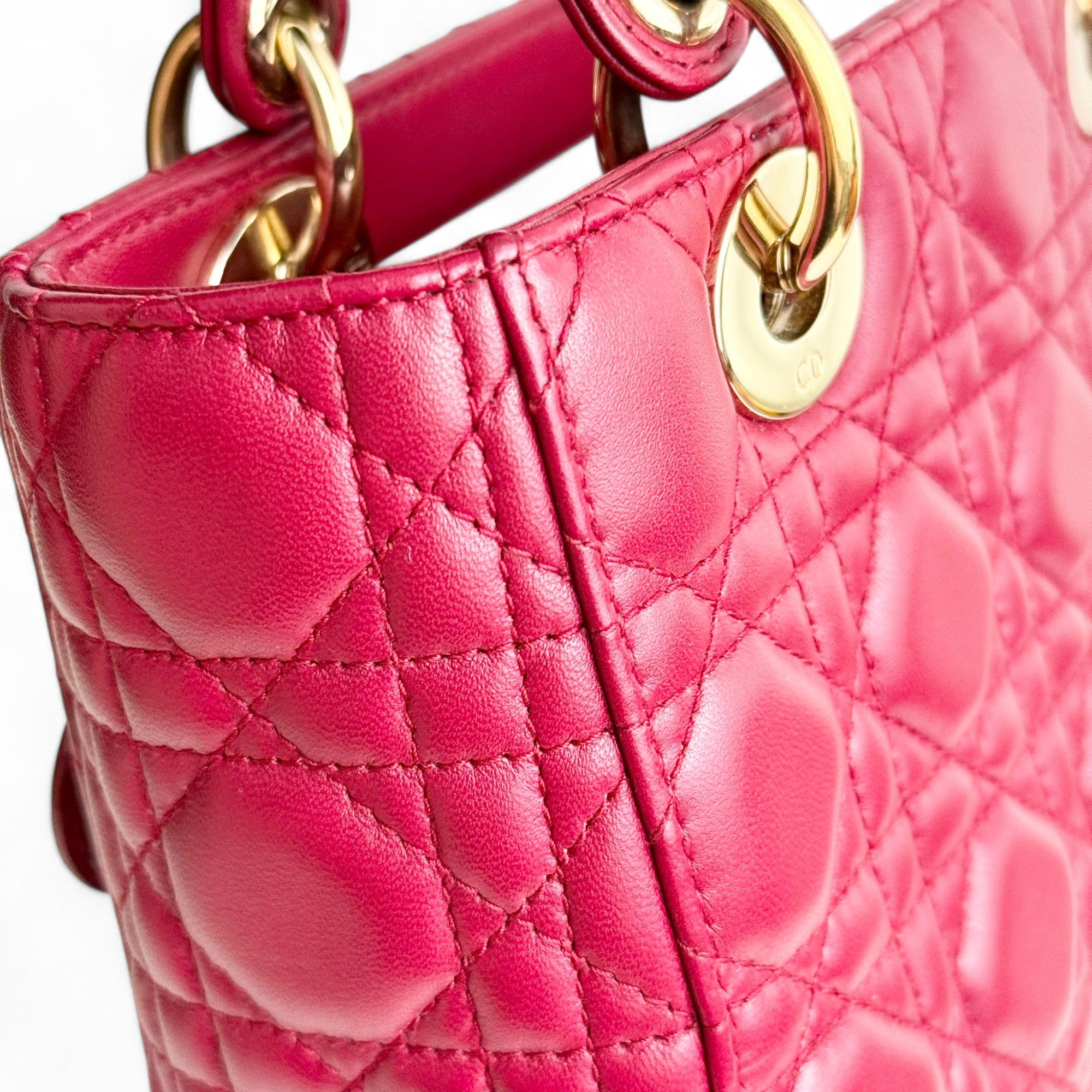 Christian Dior My Lady Dior Lucky Badges Small Dark Red Lambskin Gold-tone Hardware