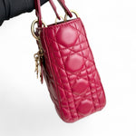 将图片加载到图库查看器，Christian Dior My Lady Dior Lucky Badges Small Dark Red Lambskin Gold-tone Hardware
