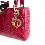 将图片加载到图库查看器，Christian Dior My Lady Dior Lucky Badges Small Dark Red Lambskin Gold-tone Hardware
