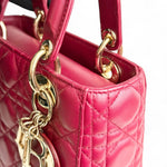 将图片加载到图库查看器，Christian Dior My Lady Dior Lucky Badges Small Dark Red Lambskin Gold-tone Hardware
