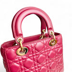 将图片加载到图库查看器，Christian Dior My Lady Dior Lucky Badges Small Dark Red Lambskin Gold-tone Hardware
