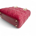 将图片加载到图库查看器，Christian Dior My Lady Dior Lucky Badges Small Dark Red Lambskin Gold-tone Hardware
