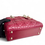 将图片加载到图库查看器，Christian Dior My Lady Dior Lucky Badges Small Dark Red Lambskin Gold-tone Hardware
