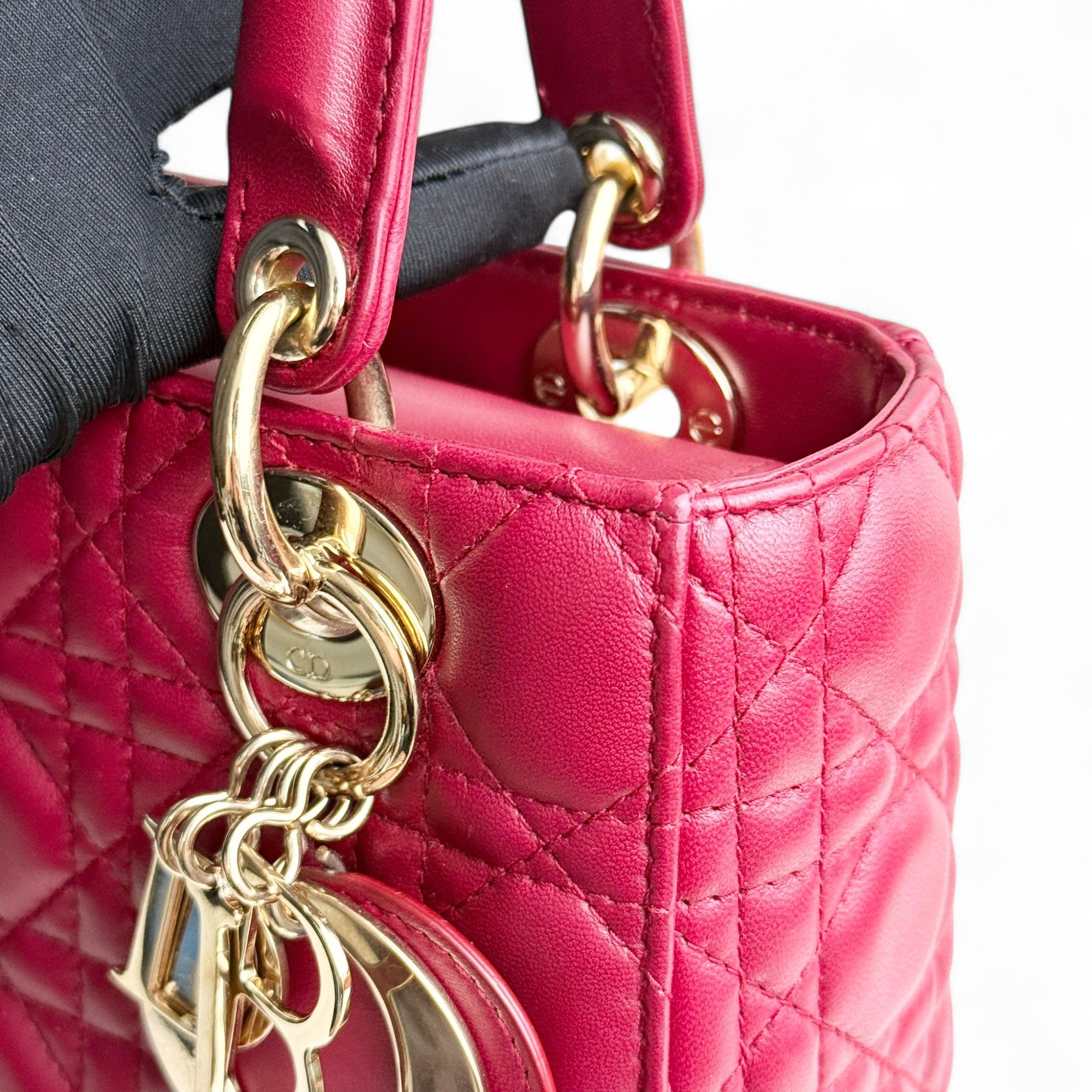 Christian Dior My Lady Dior Lucky Badges Small Dark Red Lambskin Gold-tone Hardware