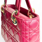 将图片加载到图库查看器，Christian Dior My Lady Dior Lucky Badges Small Dark Red Lambskin Gold-tone Hardware
