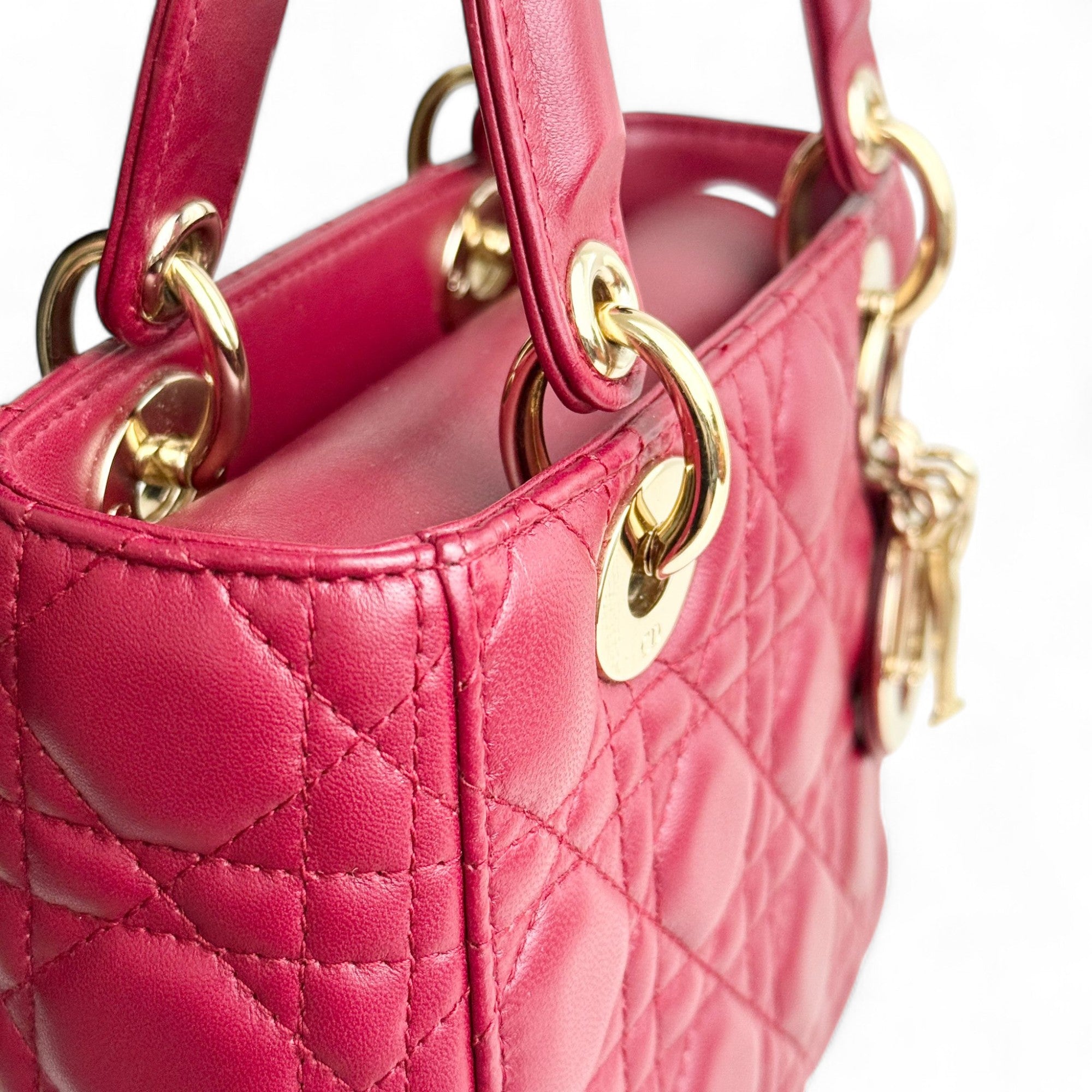 Christian Dior My Lady Dior Lucky Badges Small Dark Red Lambskin Gold-tone Hardware