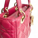 将图片加载到图库查看器，Christian Dior My Lady Dior Lucky Badges Small Dark Red Lambskin Gold-tone Hardware
