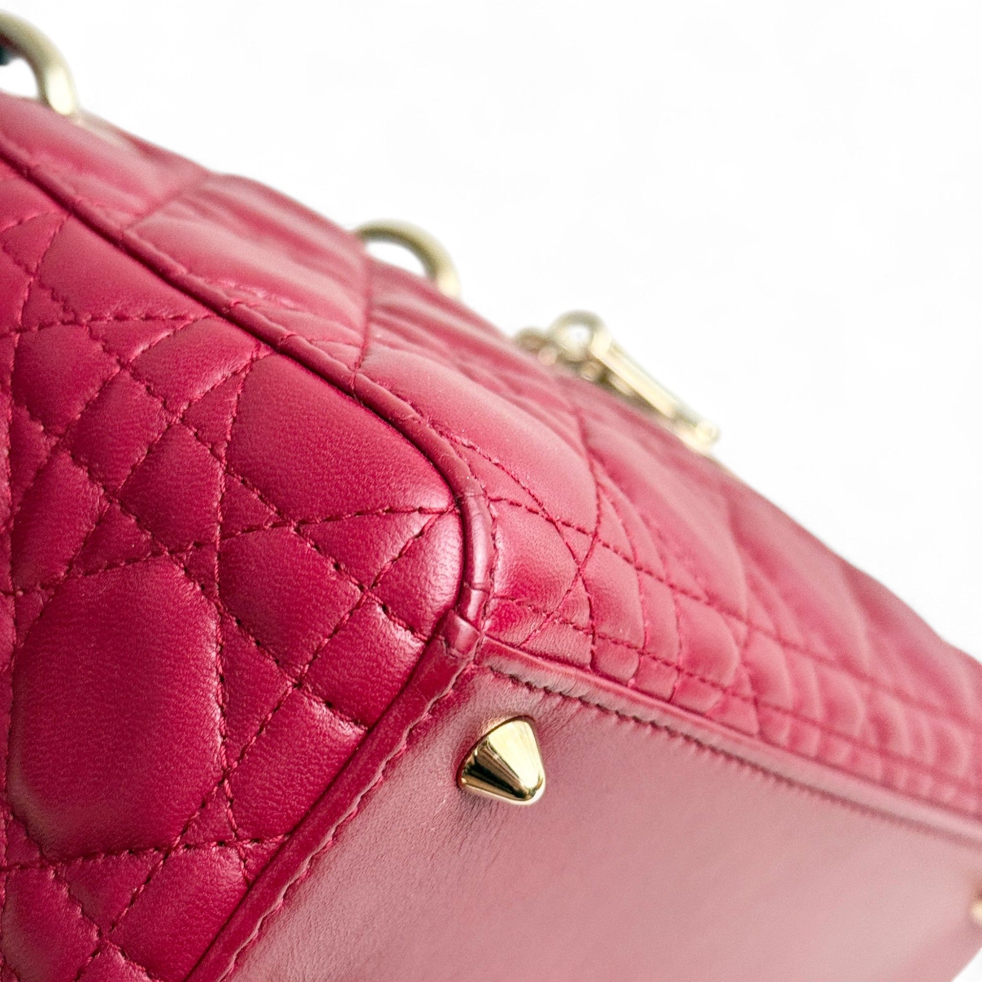 Christian Dior My Lady Dior Lucky Badges Small Dark Red Lambskin Gold-tone Hardware