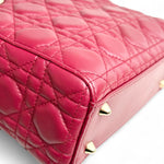 将图片加载到图库查看器，Christian Dior My Lady Dior Lucky Badges Small Dark Red Lambskin Gold-tone Hardware
