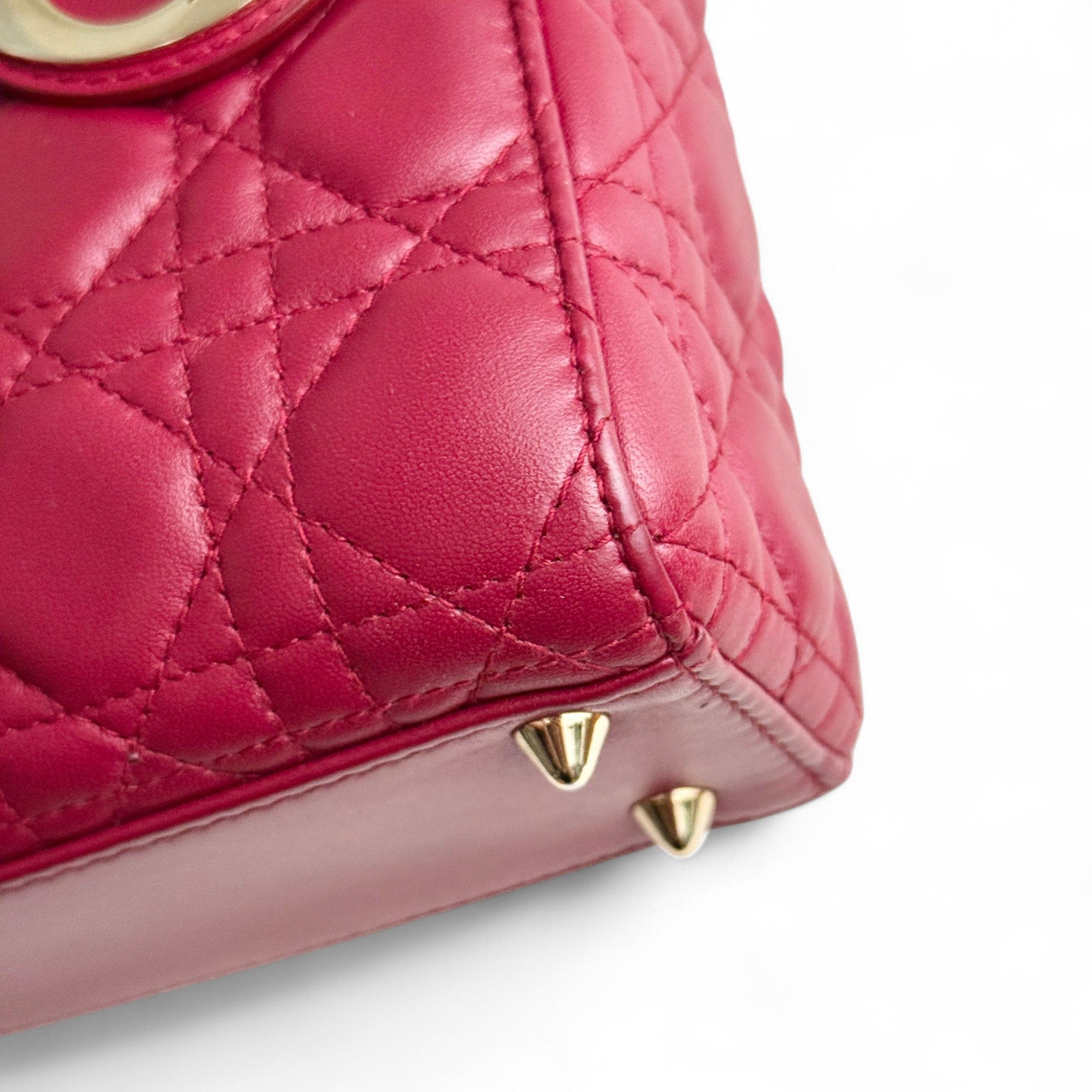 Christian Dior My Lady Dior Lucky Badges Small Dark Red Lambskin Gold-tone Hardware