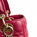 将图片加载到图库查看器，Christian Dior My Lady Dior Lucky Badges Small Dark Red Lambskin Gold-tone Hardware
