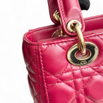 将图片加载到图库查看器，Christian Dior My Lady Dior Lucky Badges Small Dark Red Lambskin Gold-tone Hardware
