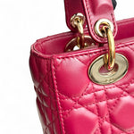 将图片加载到图库查看器，Christian Dior My Lady Dior Lucky Badges Small Dark Red Lambskin Gold-tone Hardware
