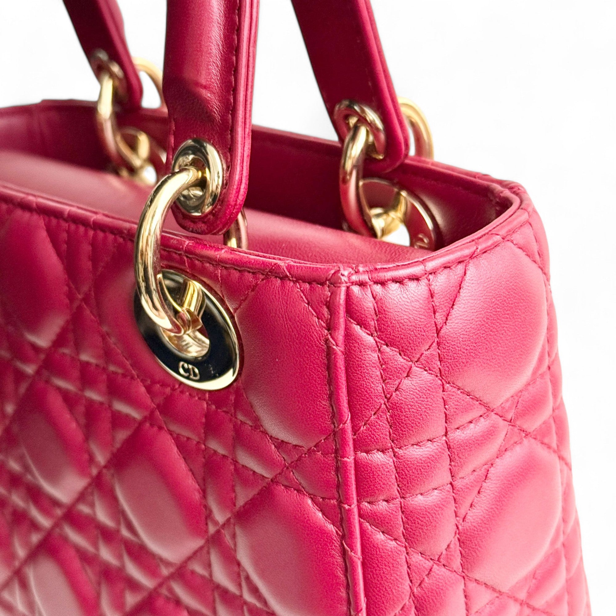 Christian Dior My Lady Dior Lucky Badges Small Dark Red Lambskin Gold-tone Hardware