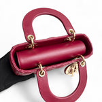 将图片加载到图库查看器，Christian Dior My Lady Dior Lucky Badges Small Dark Red Lambskin Gold-tone Hardware
