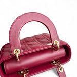 将图片加载到图库查看器，Christian Dior My Lady Dior Lucky Badges Small Dark Red Lambskin Gold-tone Hardware
