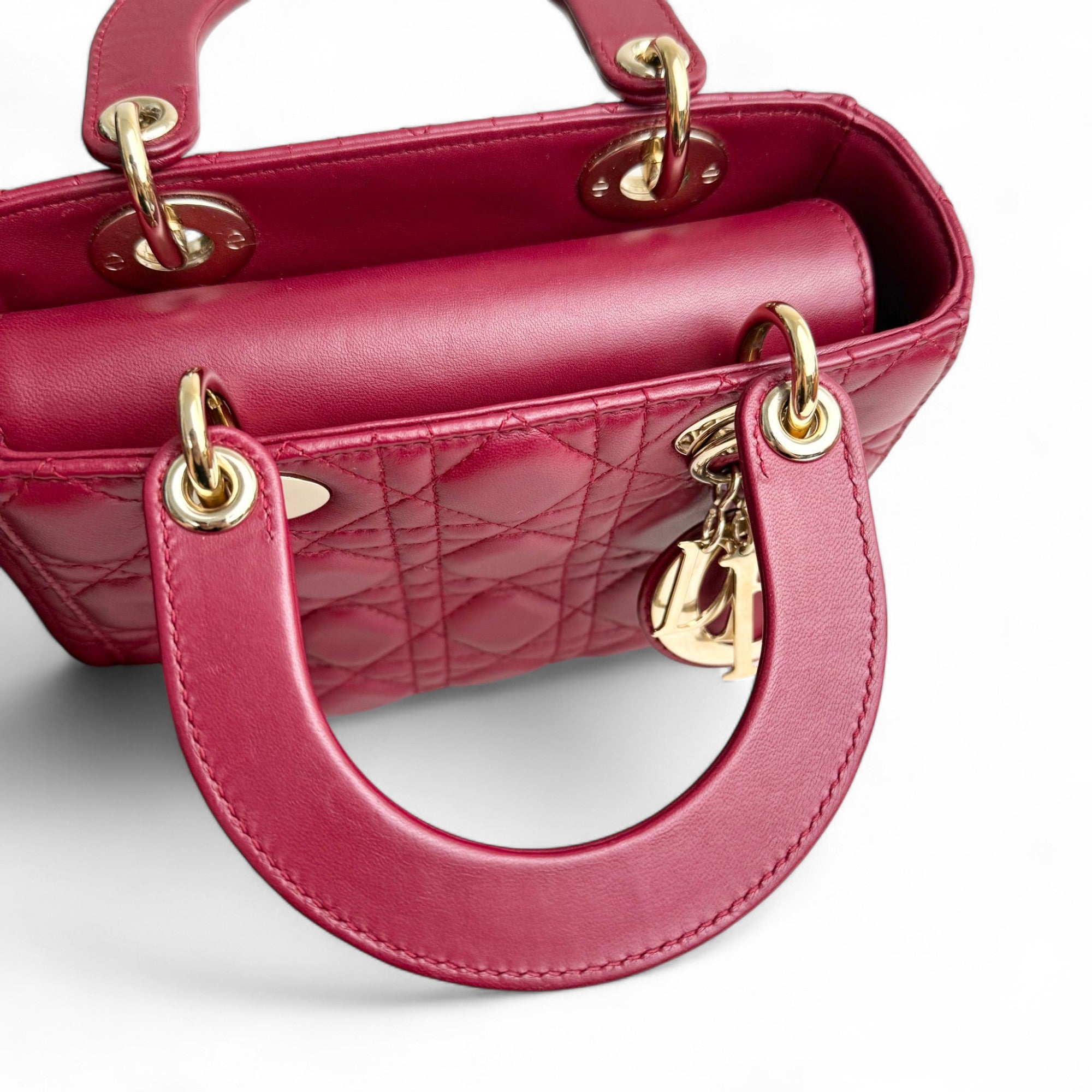 Christian Dior My Lady Dior Lucky Badges Small Dark Red Lambskin Gold-tone Hardware