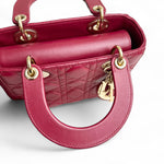 将图片加载到图库查看器，Christian Dior My Lady Dior Lucky Badges Small Dark Red Lambskin Gold-tone Hardware
