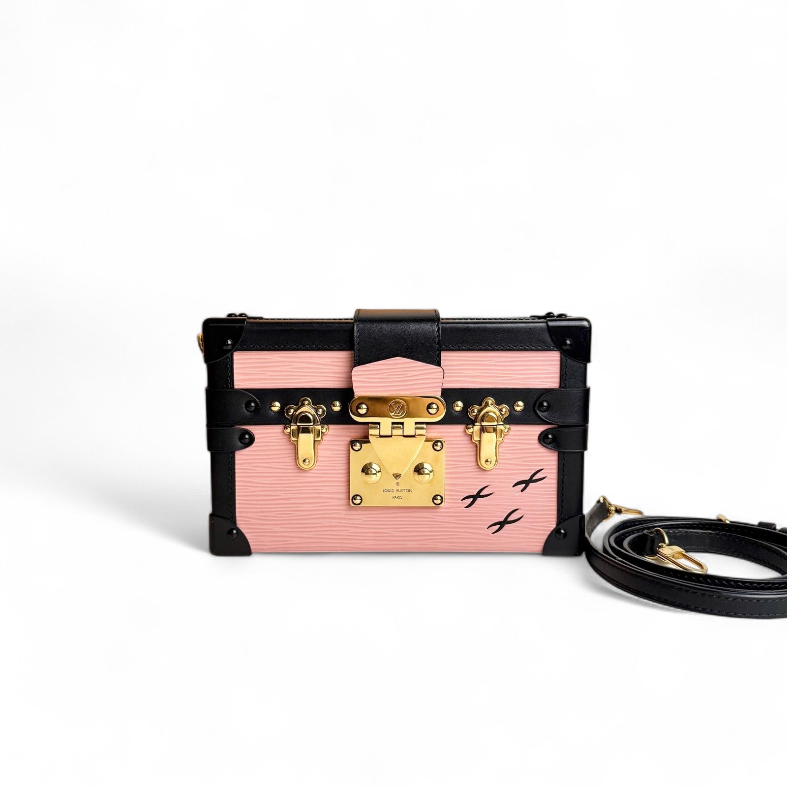 LV Petite Malle Pink Epi and Noir Leather, Gold-tone Hardware