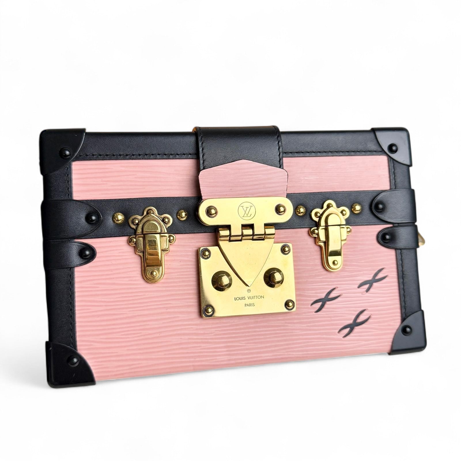 LV Petite Malle Pink Epi and Noir Leather, Gold-tone Hardware